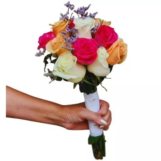 Ramo de novia con rosas multicolor